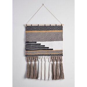 Neutral Multicolored Geometric Fringe Boho Wall Hanging